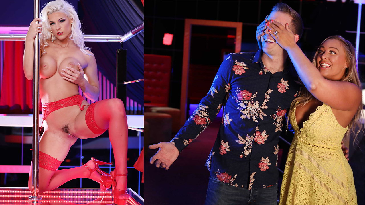 Los mejores videos de Dominicana Singando donde  Stripper rubia en lencería roja con enormes tetas monta una polla gorda analmente