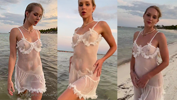 Watch Caroline Zalog Nude Beach Wet See Through Onlyfans Video on Gotanynudes.com