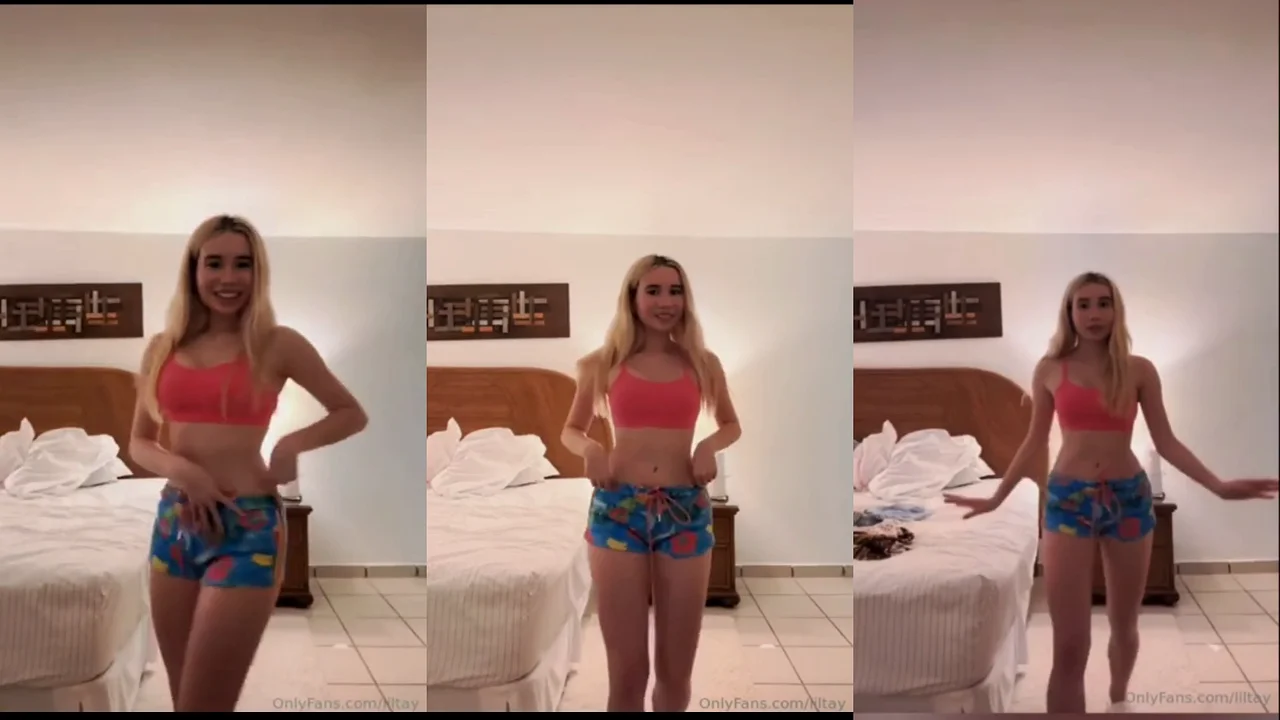 Lil Tay probandose su pijama para irse a dormir